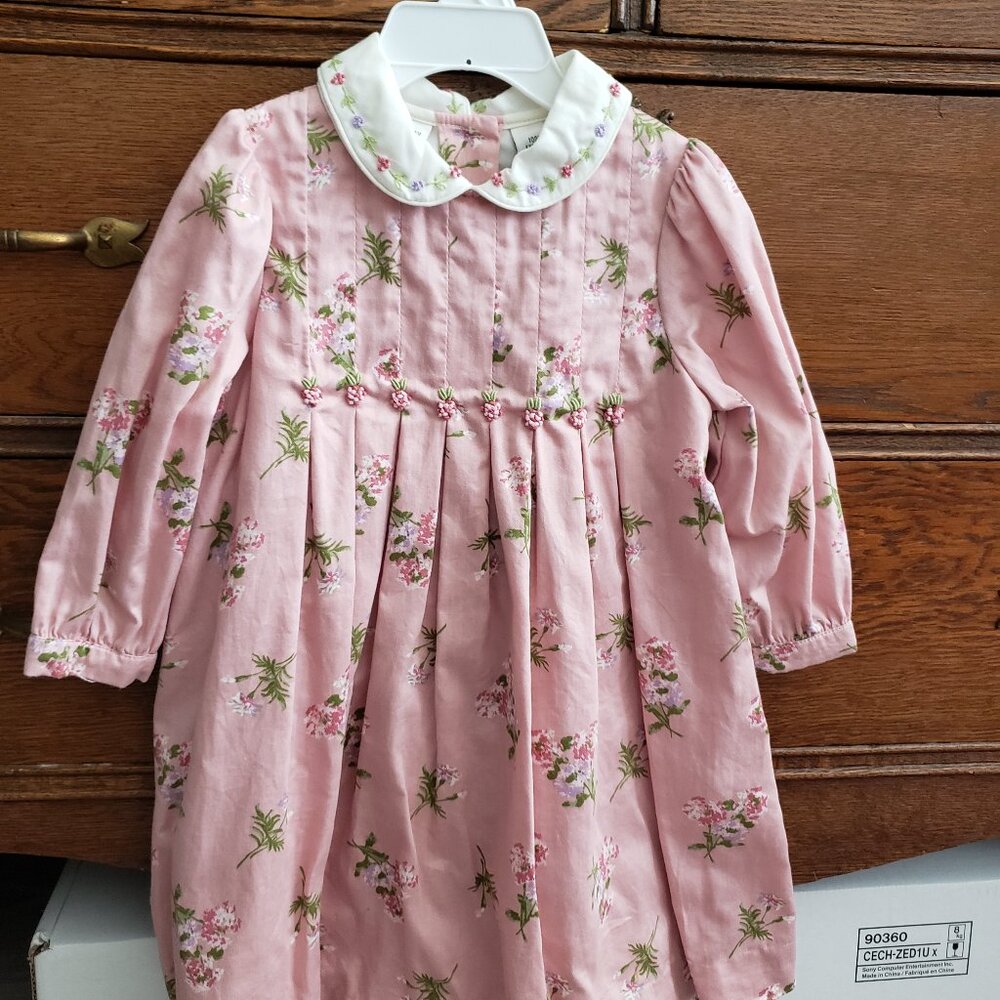 Laura Ashley Toddler Pink Dress With Flowers 18 Months